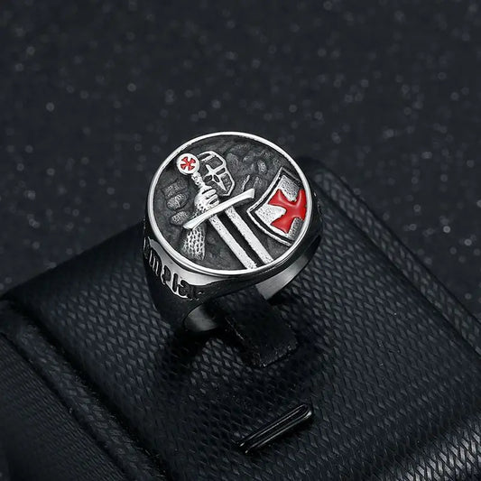 The Iron Oath: Knights Templar Crusader Signet Ring